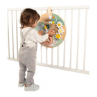 Janod Sweet Cocoon Busy Board-Three mirrors enhance exploration, with one hidden under a felt leaf.
