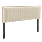 Modway Camille Striped Linen Blend King Size Headboard - Oatmeal Stripe-Woven Linen Blend with Pinstripe Pattern