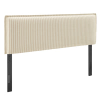 Modway Camille Striped Linen Blend King Size Headboard - Oatmeal Stripe-Woven Linen Blend with Pinstripe Pattern