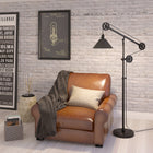 Hudson&Canal Descartes Pulley System Floor Lamp with Metal Shade - Blackened Bronze/Blackened Bronze-Clean with a soft, dry cloth and no harsh chemicals or abrasive cleaning materials