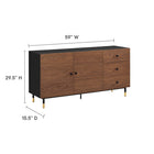 Modway Nexus 59" Storage Cabinet Sideboard - Black Walnut-Particleboard and Wood Grain Laminate