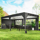 Outsunny 10 ft W x 20 ft L Pop Up Canopy Tent Instant Canopy with Reflective Strips - Black-Fire-resistant 210D Oxford fabric (UPF50+ sun protection)