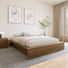 Nexera James Platform Bed - Queen Size - Brown Oak-Functional Bedsides: Extra-wide bedsides for style and convenience, serving as book or device surfaces