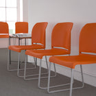 Flash Furniture HERCULES Series Orange Full Back Contoured Stack Chair with Sled Base,-880 lb. Weight Capacity
