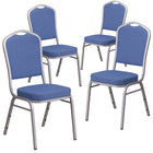 Flash Furniture HERCULES Series Crown Back Stacking Banquet Chairs with Silver Frame - Blue - 4 Pack-500 lb. Weight Capacity