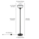 Hudson&Canal Cieonna Globe & Stem Floor Lamp with Glass Shade - Blackened Bronze/White-Product Dimensions: 11" L x 11" W x 68" H