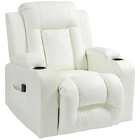 HOMCOM 8-Point Massage Recliner for Living Room - Cream White-Target zones in the back, lumbar, thighs, and legs. Set 8 massage modes and a massage time of 15 min to 30 min