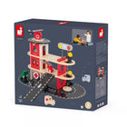 Janod Fire Station Toy Set-Use ramps, a lift, and a circuit to simulate fire rescue missions.