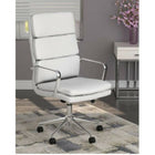Plata Import Paco Office Chair PU Leather High Back Foam Metal Frame - White-Chrome-plated steel structure, resistant and stable