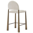 Modway Hayley Upholstered Fabric Counter Stool - Brass Cream-Adjustable Non-Marking Floor Glides