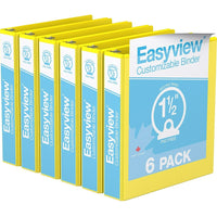 Davis Group Easyview Premium Binder - Round Ring - Customizable - 1.5" - Yellow - 6 Pack-3 Ring Binder