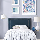 Modway Jessamine Upholstered Fabric Twin Headboard - Azure-Silver Accent Copper Buttons