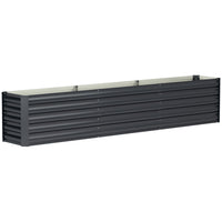 Outsunny Galvanized Raised Garden Bed - 94.5" L x 16" W x 18" H - Dark Grey-1.5ft (45cm) depth suitable for outdoor plants, vegetables, and flowers 