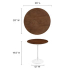 Modway Lippa 20" Round Wood Side Table - White/Walnut-Wood Grain Veneer and MDF Tabletop