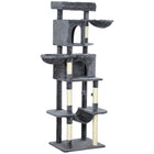 PawHut 69" Cat Tree Tower with 2 Condos - Dark Grey-68.9" H (175cm) multi-level design suitable for homes with multiple cats 