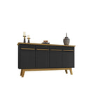Manhattan Comfort Yonkers 62.99" Mid-Century Modern Sideboard - Black and Cinnamon-Home Assembly Required. All Hardware Included