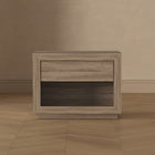 Manhattan Comfort Soren 32" Contemporary 1-Drawer Nightstand - Natural Oak-Home Assembly Required (All Hardware Included)