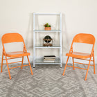 Flash Furniture HERCULES COLORBURST Series Orange Marmalade Triple Braced & Double Hinged Metal Folding Chair-Riveted Steel Components