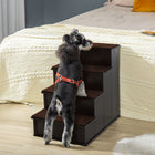 PawHut 21.3" H Pet Stairs for High Bed - Dark Coffee-5.6" (14.3cm) high and 6.7" (17cm) wide steps, your pets can climb it up with no problem 
