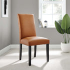 Modway Parcel Dining Faux Leather Side Chair - Tan-Nailhead Trim Accents