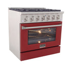 Kucht 36" KNG Series Pro Style Natural Gas Range - Stainless Steel/Red-Electronic ignition with auto re-ignition reduces the risk of gas leaks for enhanced safety