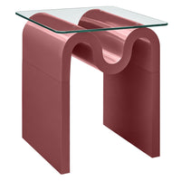 Modway Ondine Glass Top Side Table - Spiced Apple-Unique Wave-like Shape