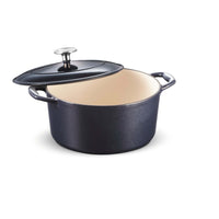 Tramontina 5.5 Qt Enameled Cast Iron Series 1000 Covered Round Dutch Oven - Dark Blue-From Kitchen to Table: Rich enameled finish and versatile shapes offer elegant kitchen to table serving. Pre-chilling cookware in the refrigerator keeps foods such as fruit and pasta salads cool during serving