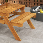 Outsunny Kids Picnic Table 3-in-1 S& & Water Table with Foldable Umbrella - Teak-Made with fir wood and A-shape frame for stability

