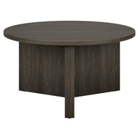 Hudson&Canal Anders 32"W Round Coffee Table - Alder Brown-A contemporary Scandinavian design for your living room, den, and more