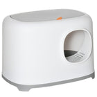 PawHut Open Top Kitty Pan Cat Litter Box with Anti-Sand Tunnel - White-Semi-enclosed space design ensures privacy AND controls unpleasant odors