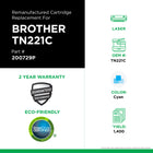 CIG Brother TN221C Remanufactured Toner Cartridge - Standard Yield - Cyan-Environmentally Friendly: Remanufactured from an original Brother recycled cartridge
