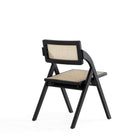 Manhattan Comfort Lambinet 20.87" Industry Chic Dining Folding Chair - Black and Natural Cane - Set of 4-Delivered to you Fully Assembled! No Assembly Required