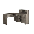 Monarch Specialties 7318 Computer Desk - Dark Taupe Left Or Right Facing Corner-This modern L shape computer desk with storage and a hutch features thick-panel construction in a wood-look taupe brown laminate finish.