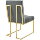 Modway Privy Gold Stainless Steel Performance Velvet Dining Chair - Gold/Charcoal-Dense Foam Padding