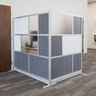 Luxor Modular Wall Extension with Whiteboard - 70" W x 70" H - Segmented Grey Frame, Frosted Acrylic, Cool Grey PET-Integrates with the Room Divider System for scalable layouts