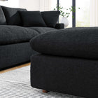 Modway Commix Down Filled Overstuffed Boucle Fabric Ottoman - Black-Down Feather and Cotton Cushions