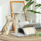PawHut 17" Small Cat Tree with Rotatable Top Pole - Light Grey-Half round tunnel for cat to jump over, lie down or sleep 