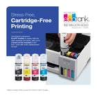 Epson EcoTank ET-1910 Wireless Colour Supertank Printer - White-Supersized ink tanks and uniquely keyed EcoFit bottles make refilling ink simple—no mess, no stress and no ink bottle mix-ups, fits in virtually any workspace
