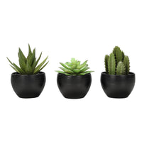 Monarch Specialties 6" Artificial Indoor Succulent Green Plants - Table - Black Pots - Set of 3-Add a touch of greenery to your home or office with this set of 3 artificial succulent plants that stand up to 6" tall