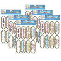 Ashley Productions Magnetic Die-Cut Timesavers & Labels - Confetti Classroom Subjects - 8 Per Pack - 6 Pack-Pre-labeled magnetic column header