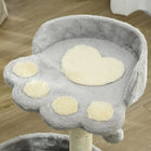 PawHut 17" Small Cat Tree with Sisal Scratching Post - Light Grey-Colour: Light Grey, Cream White 