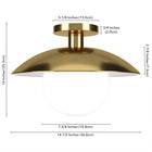 Hudson&Canal Alvia 14.5" Wide Semi Flush Mount with Metal/Glass Shade - Brass/White-Clean with a soft, dry cloth and no harsh chemicals or abrasive cleaning materials