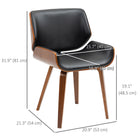 HOMCOM Dining Chairs in PU Leather for Kitchen - Black - Set of 2-Solid wood legs provide support for stable standing