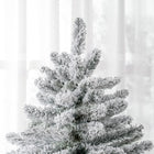 HOMCOM 5' Snow-Flocked Artificial Christmas Tree with Metal Stand - Green-Colour: Green 