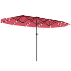 Outsunny Double-Sided Patio Umbrella - Wine Red-Suitable for gardens, patios, and other outdoor spaces