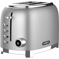 Salton NuRetro Digital 2 Slice Toaster - Metallic Silver-6 different toasting levels for precise browning, from lightly golden to extra crisp. reheat, defrost and bagel (toasts only one side) functions for perfect results.