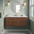 Modway Render 48" Wall-Mount Bathroom Vanity - Walnut/White-MDF and Particleboard