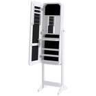 HOMCOM Freestanding Mirror Jewelry Cabinet - 11.75" L x 57.5" W x 14.25" H - White-Freestanding jewelry cabinet with stand, ideal for living room, bedroom, powder room, etc. 