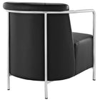Modway Ebb Upholstered Vinyl Lounge Chair - Black-Black plastic foot caps