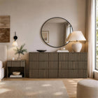 Manhattan Comfort Clive 72" Mid-Century Modern 6-Drawer Double Dresser - Walnut Brown & Gold-30 Day Limited Manufacturer's Warranty